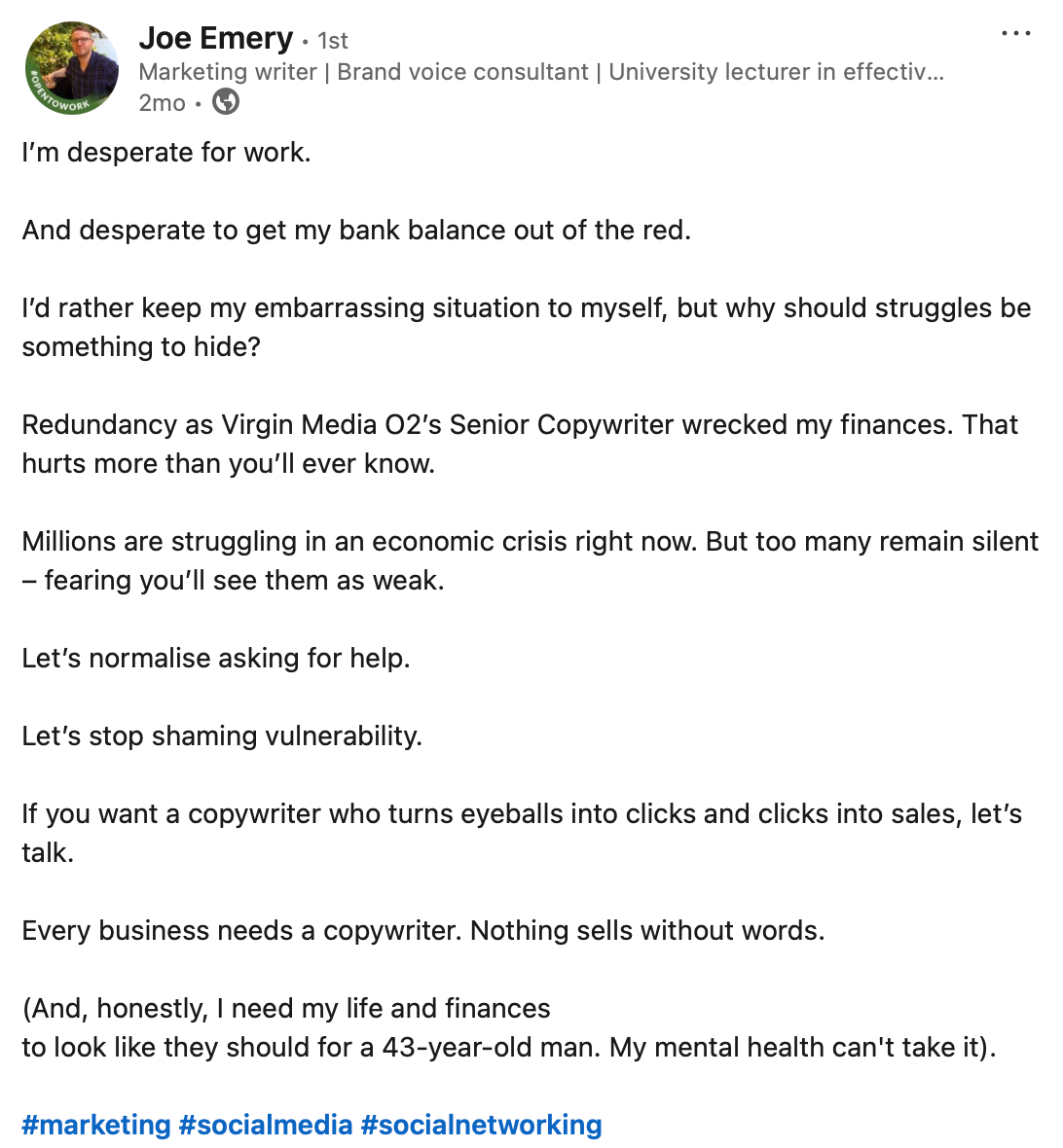 A screenshot of one of Joe Emery's many mega-viral posts