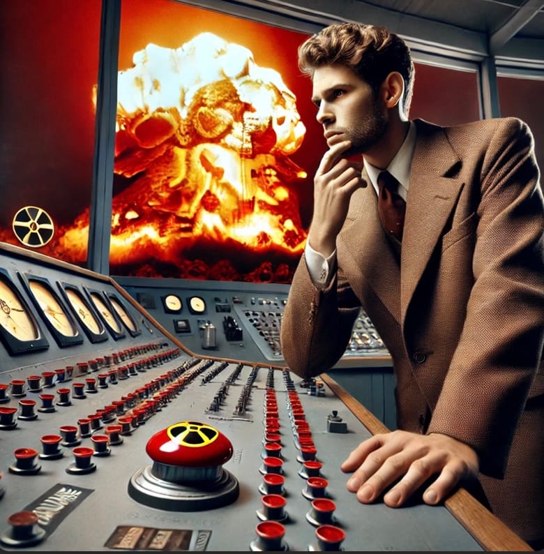 This is what ChatGPT came up with when we asked it to draw OpenAI boss Sam Altman with a nuclear explosion behind him