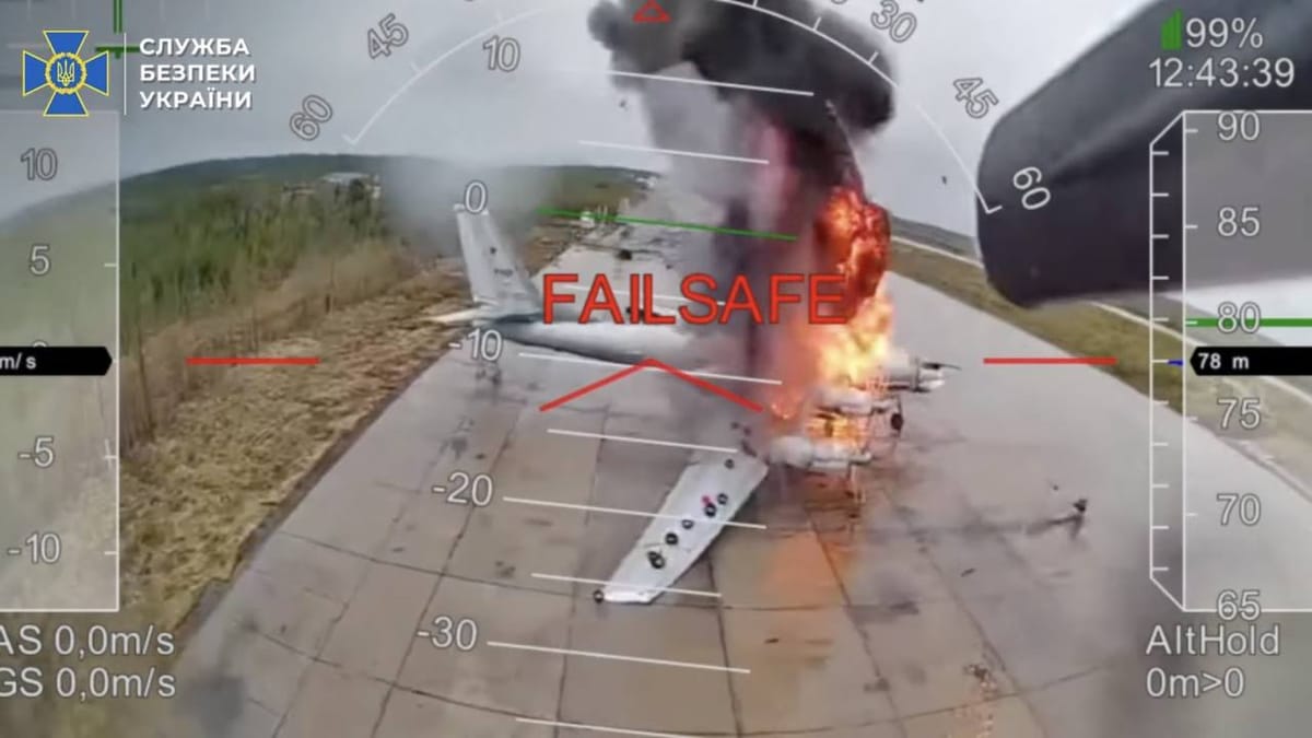 A Tu-95 bomber is bombed at Russia's Olenya airbase (Image: The Security Service of Ukraine)