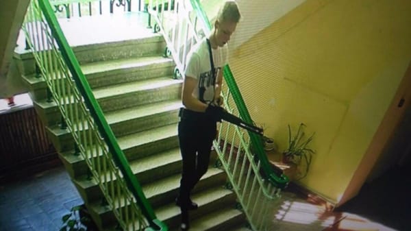 Vladislav Roslyakov, who killed 20 people with a shotgun in the Kerch Polytechnic College massacre in Crimea, Ukraine