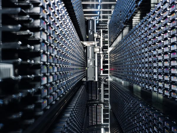An automated magnetic tape vault at the CERN computer center (Image: CERN)